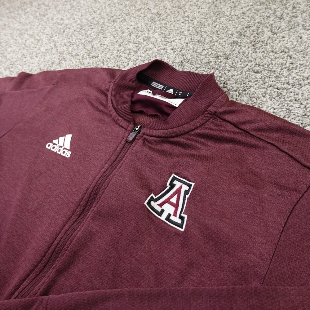 Arizona Wildcats Jacket Mens Medium Red Purple NCAA Adidas‎ Full Zip Sweatshirt